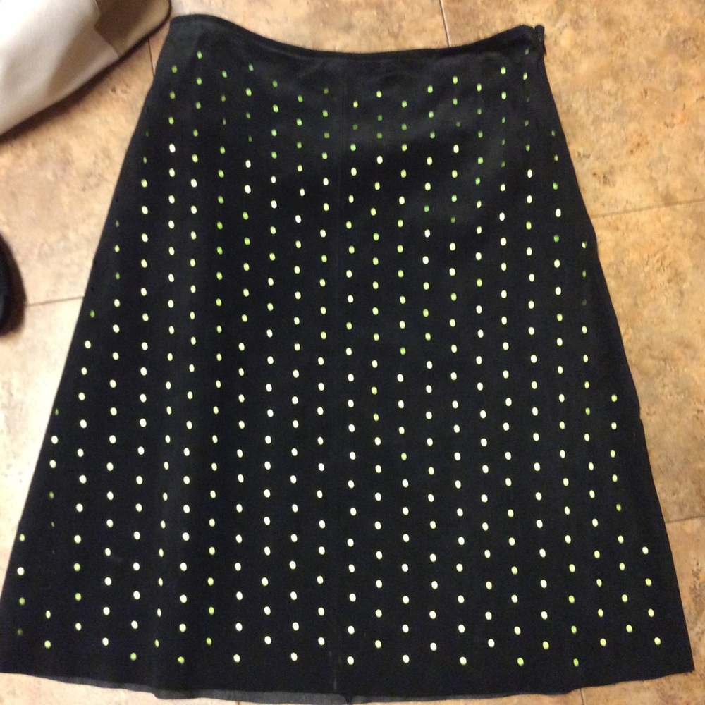 In Suede Black Suede Leather  Cutout  Skirt by